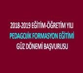 Pedagojik Formasyon 2018 Güz Duyurusu
