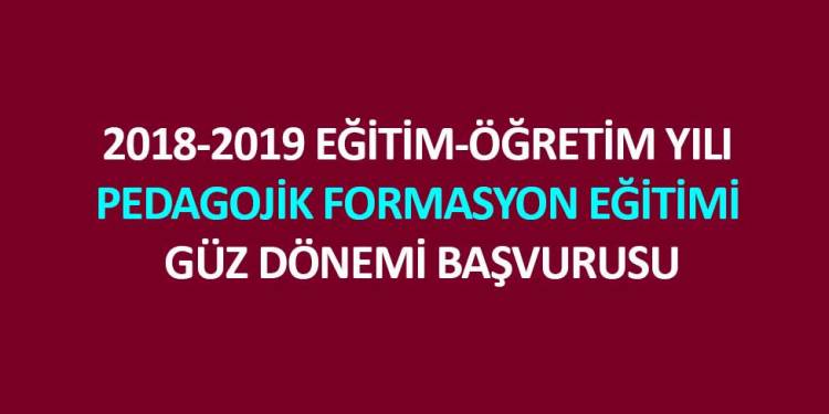 Pedagojik Formasyon 2018 Güz Duyurusu